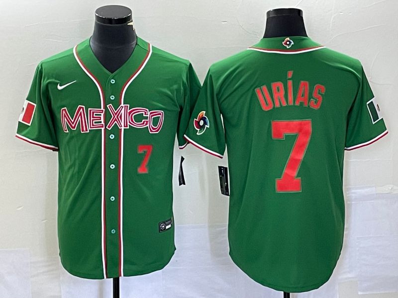 Men 2023 World Cub Mexico #7 Urias Green orange Nike MLB Jersey11->more jerseys->MLB Jersey